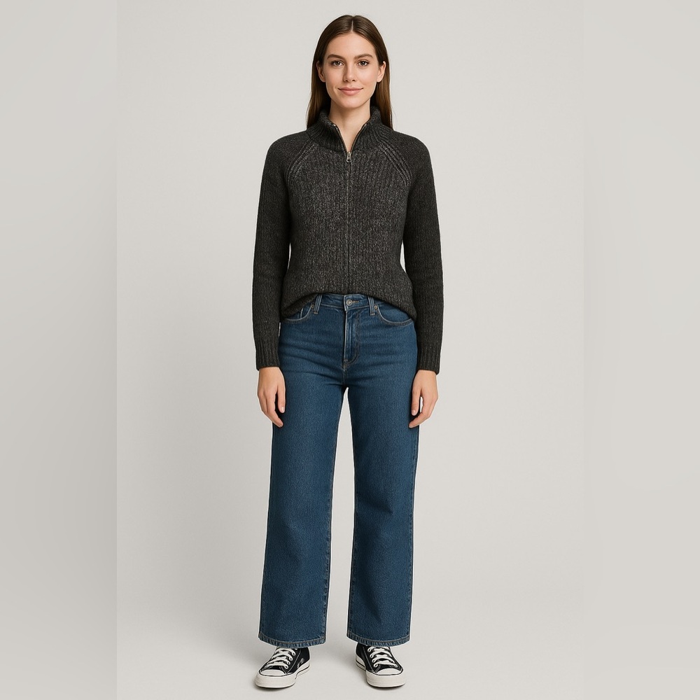 Daniele Fiesoli Italy Wool Blend Knit Zip Sweater